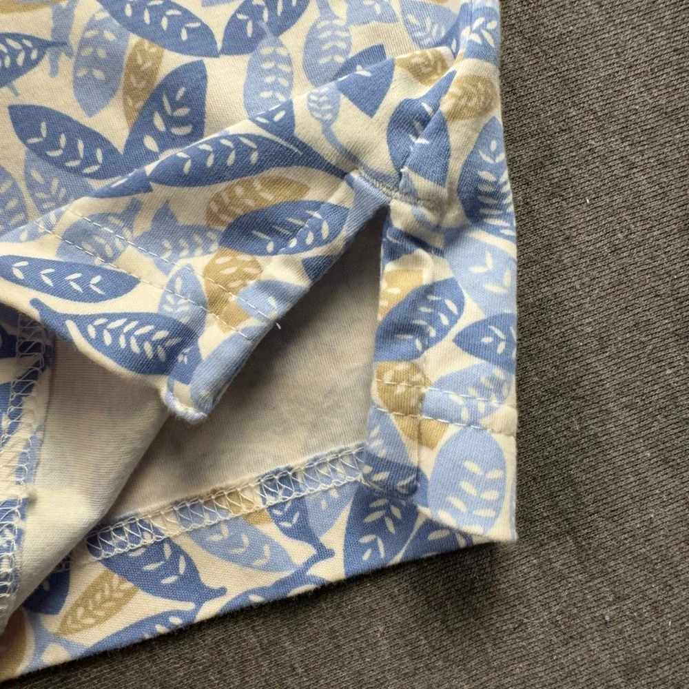 Daniel Cremieux Signature Mens Blue Leaf Print Short Sleeve Button Down Shirt XL